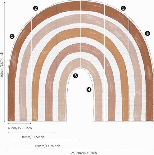 Miniatura 2 de funlife Adhesivos murales de pared de arcoíris grandes de tela, calcomanías de pared precortadas de arco iris para dormitorio de niñas, decoración