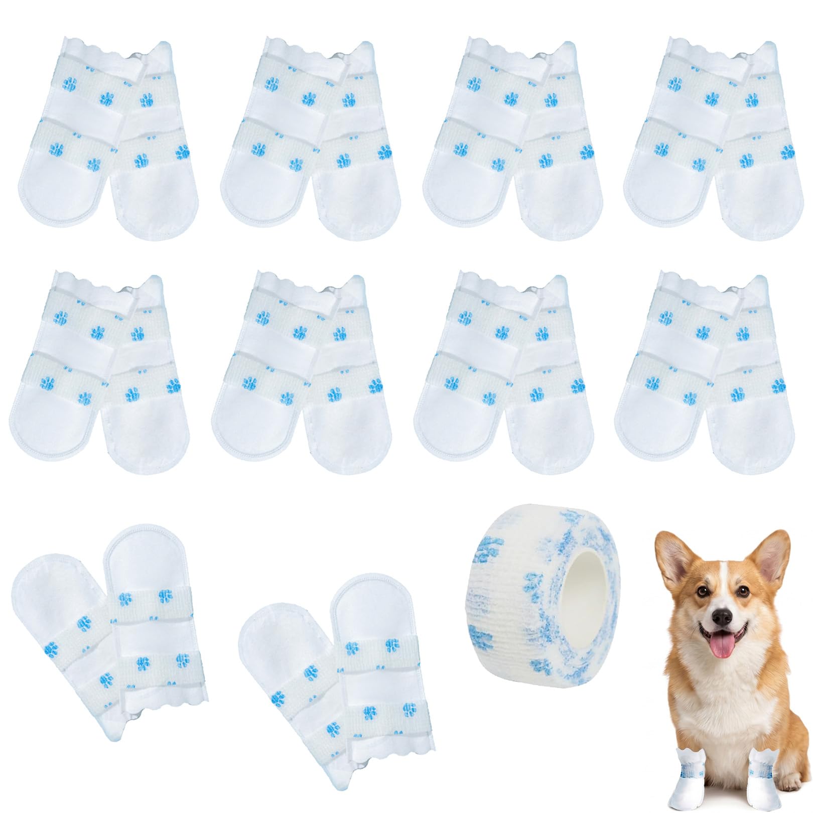 20 Pcs Dog Paw Bandage,Waterproof Dog Socks for Injured Paws,Dogs Paw Protectors for Injury,Dog Protective Boot,Disposable Dogs Boots,Pet Protection Feet Bandages Sock for Indoor Outdoor Walking
