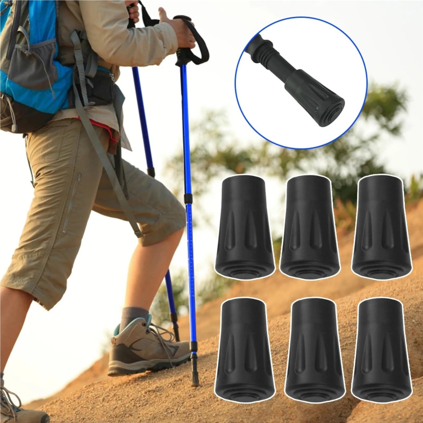 Protecteur De Canne Lot de 36 bâtons de randonnée de Rechange for Cannes d'escalade, Camping en Plein air, Capuchon de Protection en Caoutchouc pour Trekking BâTons De Marche