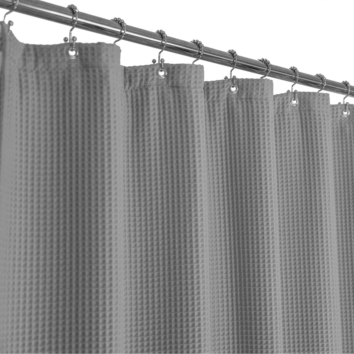 Barossa Design Long Shower Curtain 78" Height - Honeycomb Waffle Weave & Cotton Blend, Hotel Luxury & Spa, Heavy Weight Fabric, Washable - Lake Wanaka Gray, 72x78OEKO-TEX STANDARD 100