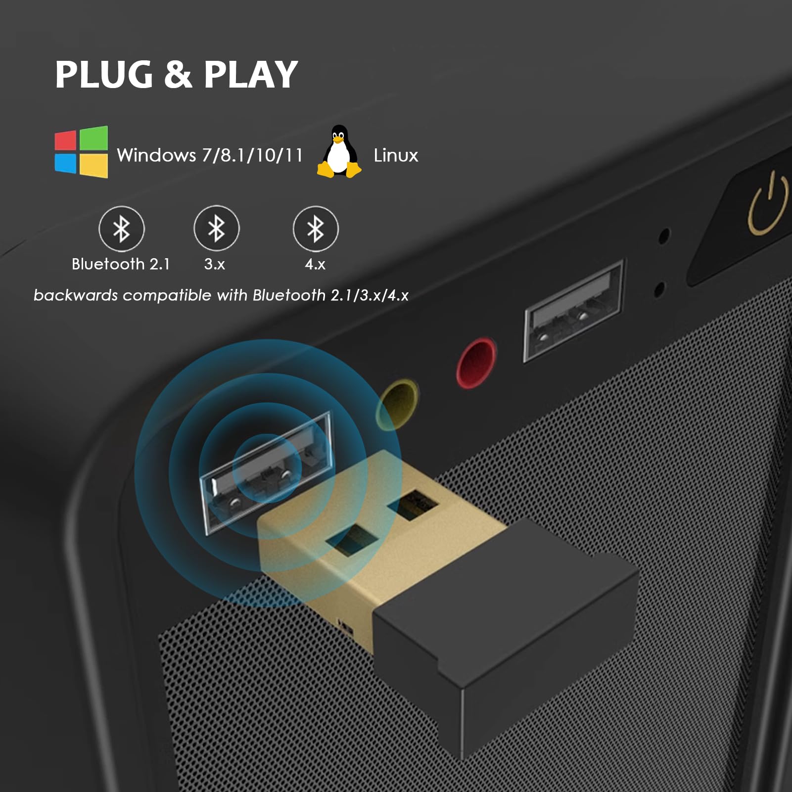 Adattatore Bluetooth USB per 11/10/8.1/7, Linux, Ricevitore Dongle Bluetooth V5.1, Senza Driver, Desktop, per PC Laptop, Mouse, Tastiera
