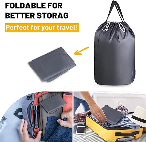 Miniatura 3 de MCleanPin Bolsas de lavandería lavables de 140 litros con asas, almacenamiento de ropa sucia para dormitorio universitario o viajes, forro de