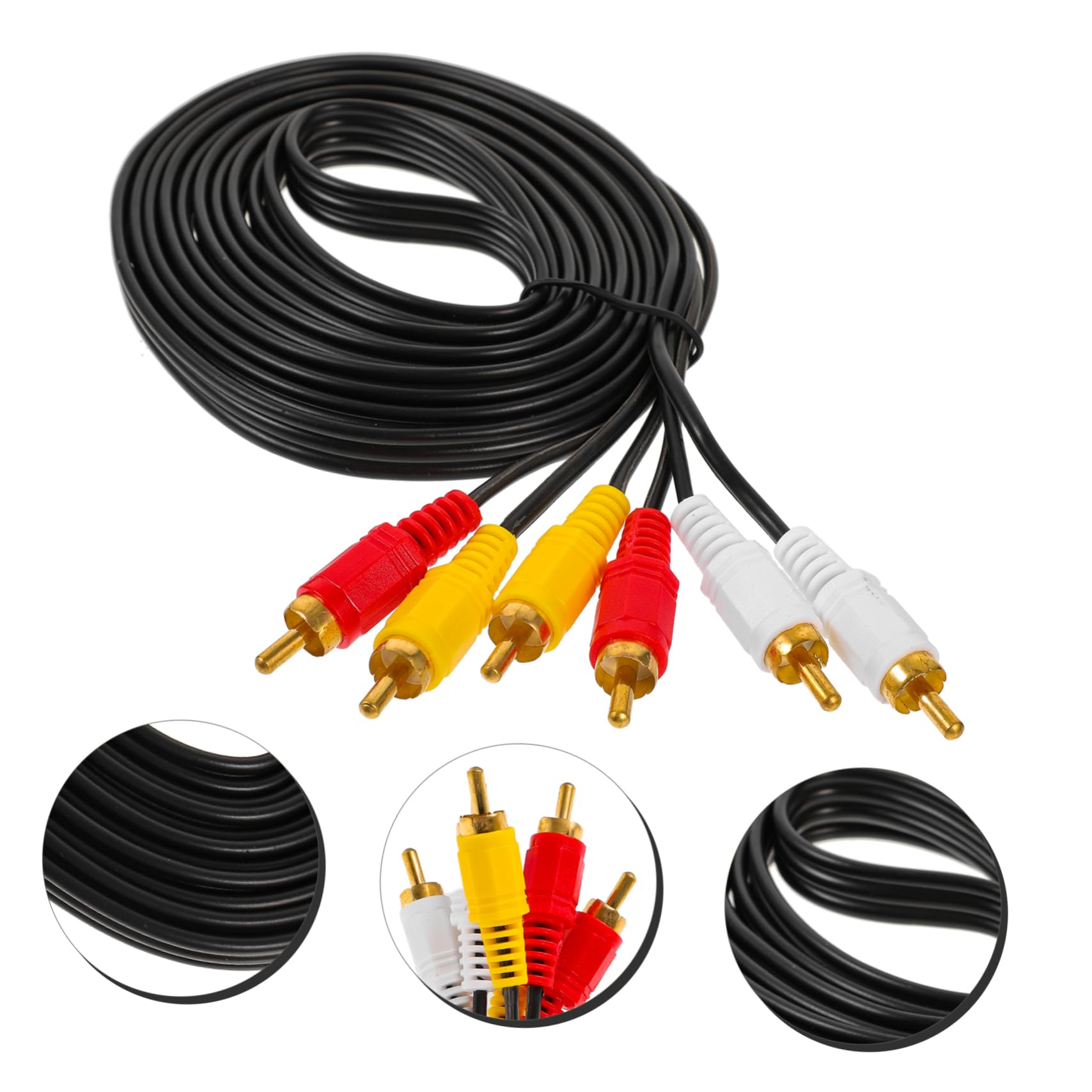 BELLIFFY 3m Cable Audio Video Male to Male Cord for Tv DVD Vcd and Smooth Transmission Three of Connectors for Versatile Use