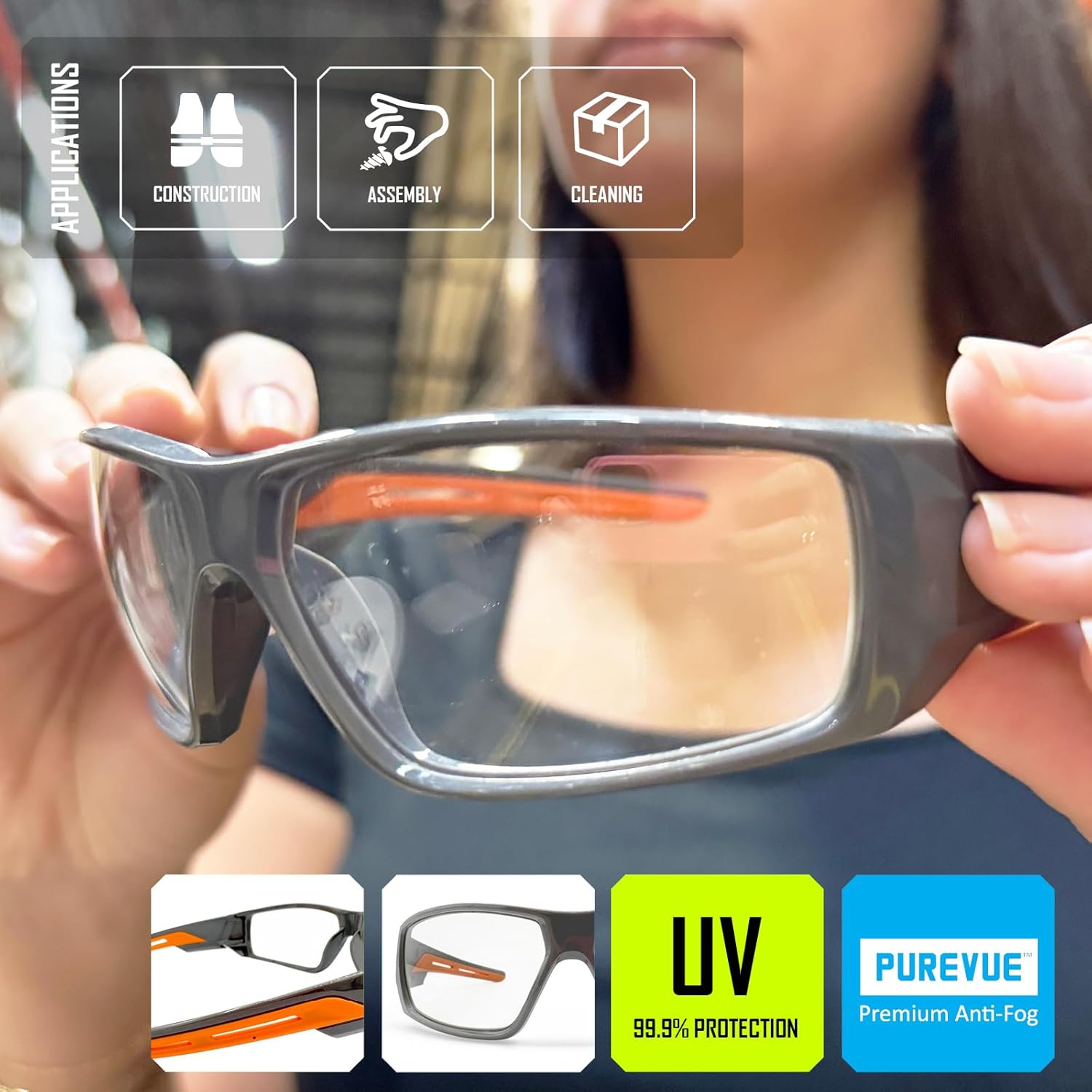 MAGID AcuSpex Full Frame Clear Safety Glasses,PurVue Premium Anit-Fog Coating, SX4005