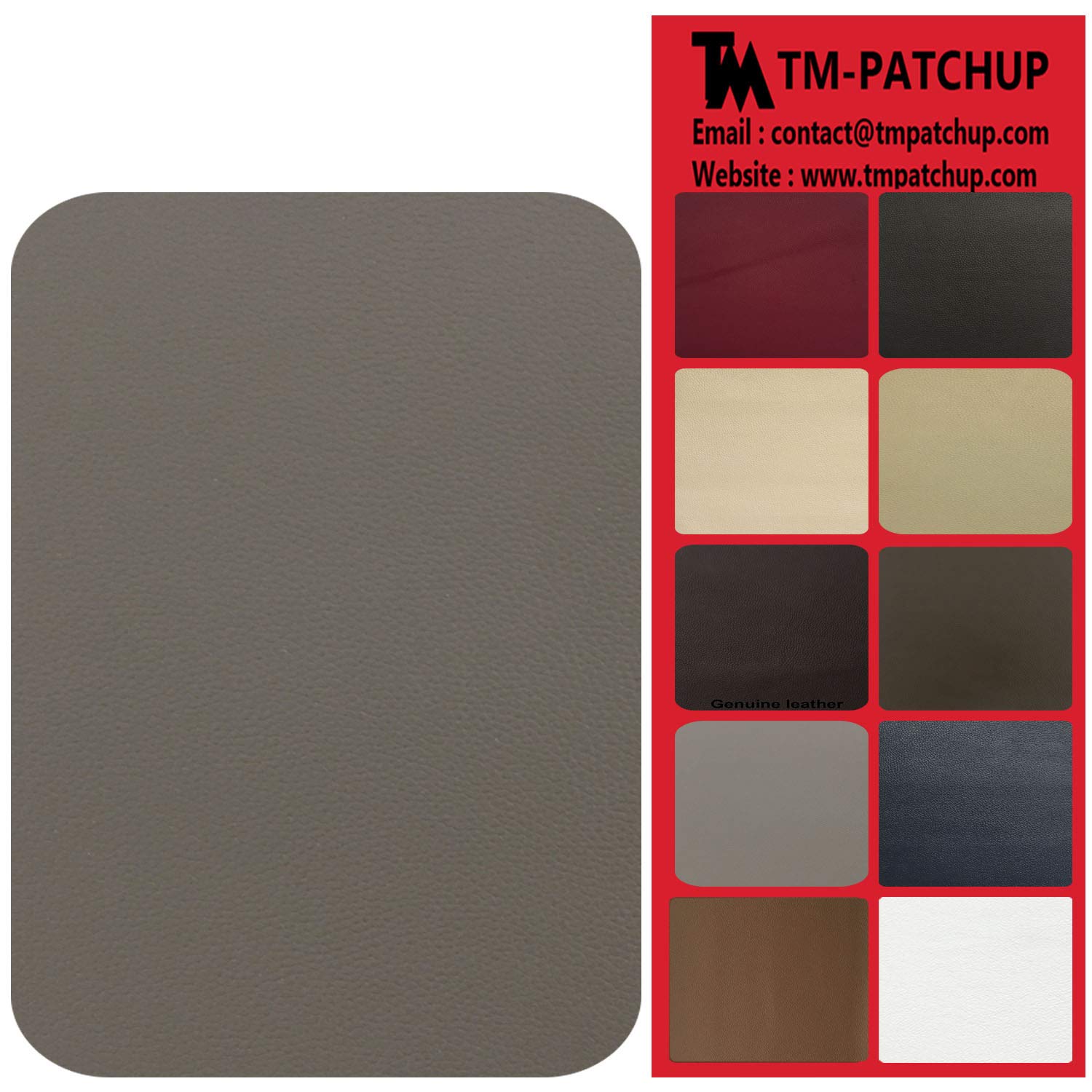 3 Pieces Grey Genuine Leather and Vinyl Repair Patches Kit - Grain Self Adhesive Leather to Repair Furniture, Couch, Sofa, Jacket - Multiple Colors and Sizes Available (6-inch x 3-inch)