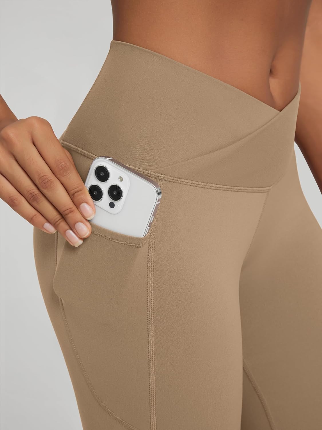 ODODOS Buttery Soft Cross Waist Leggings with Pockets for Women, ODCLOUD 25" / 28" Crossover Lounge Yoga Pants