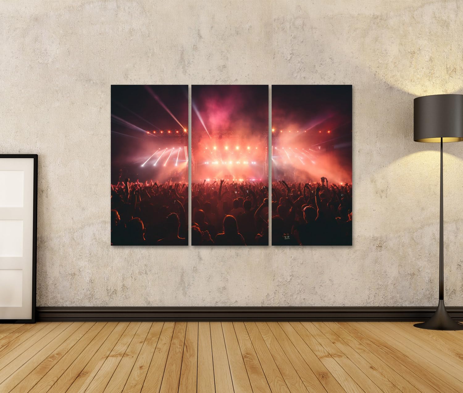 islandburner Prime Bild auf Leinwand Silhouetten Menschenmenge Konzert Vor Der Bühne Helle Scheinwerfer Hal Bilder Wandbilder Poster