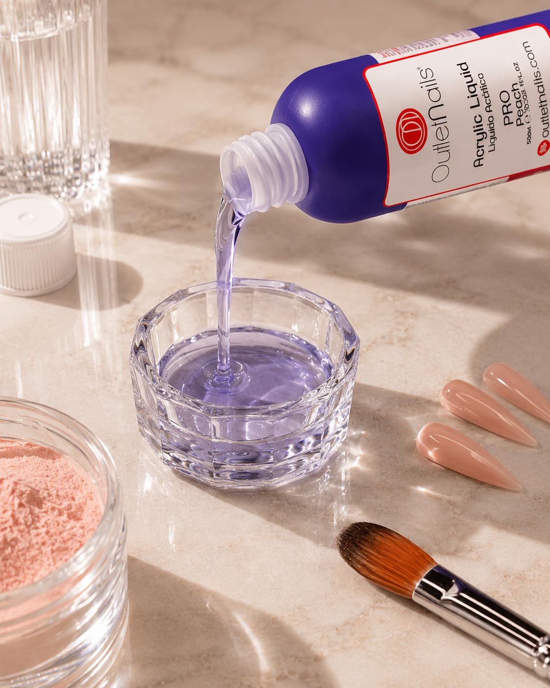 Liquido Acrilico Perfumado Melocotón Pro para uñas 500ml (Secado Rápido) / Monómero para uñas acrílicas - Perfumado - Outlet Nails