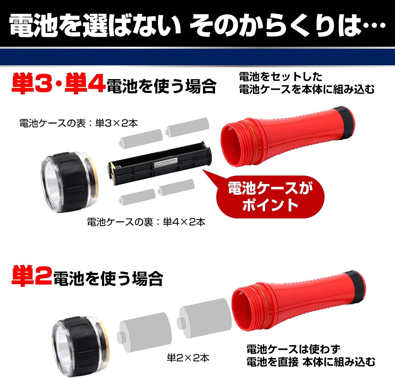 Asahi Denki ELPA Battery Choice Light, DOP-300, Red