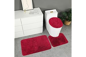 Bathroom Rug Sets 3 Piece Non Slip, Toilet Lid Cover Contour Mat,...