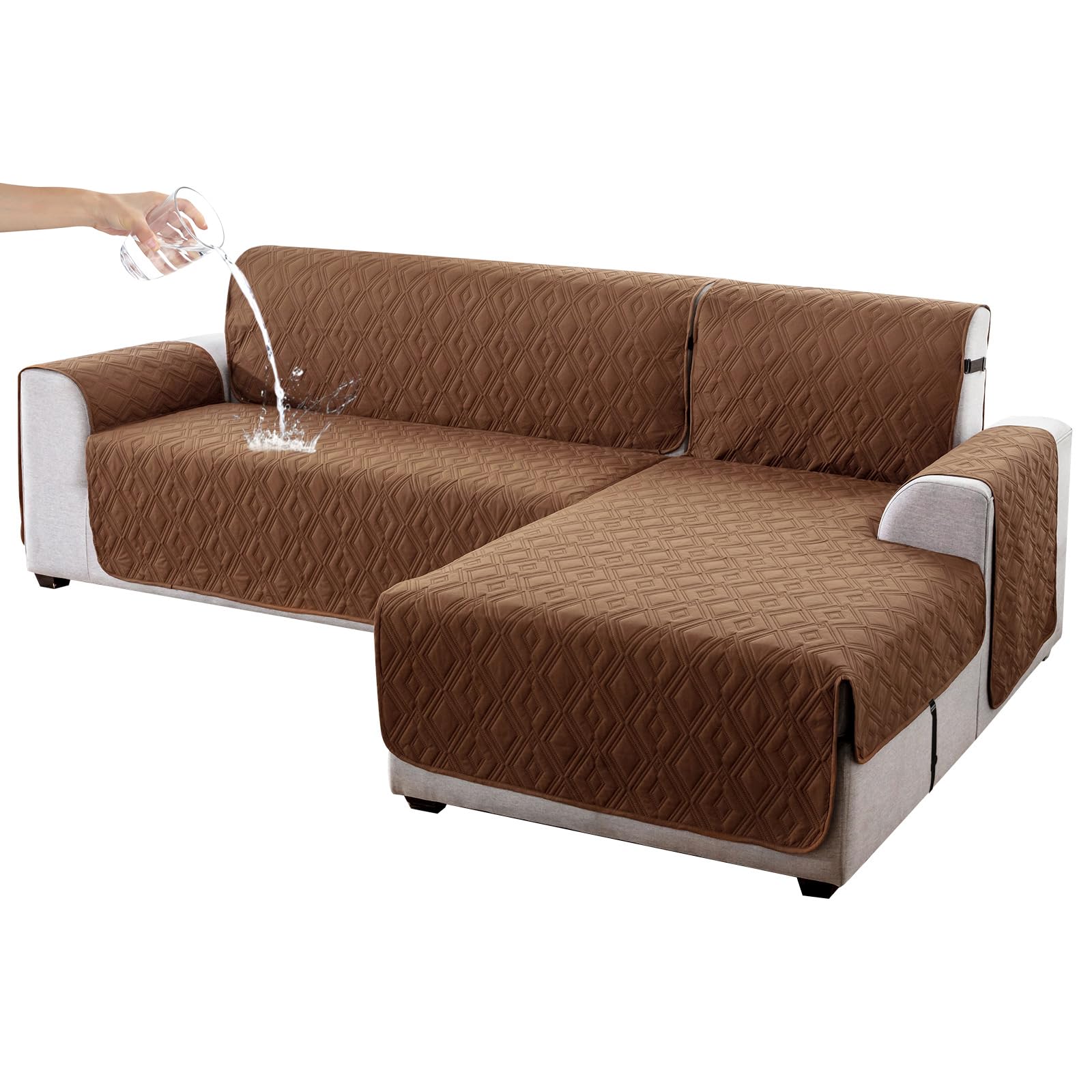 Genina Sectional Couch Covers for Dogs L Shaped Sofa Covers Chaise Lounge Cover Reversible Sofa Cover Sectional Furniture Protector for Pets, Kids (