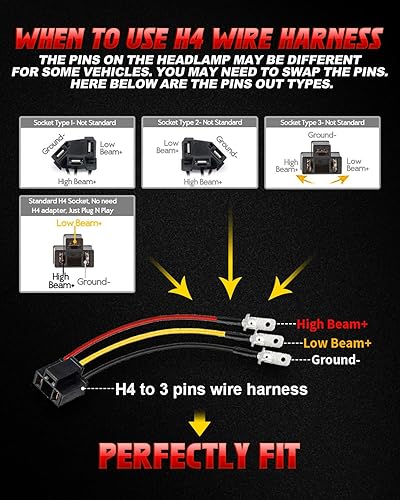 Miniatura 5 de LX-LIGHT 105W 1000% negro brillante H6054 5x7 7x6 LED faros DRL antideslumbrante Hi/Low Sealed Beam Compatible con Jeep Wrangler YJ Cherokee XJ