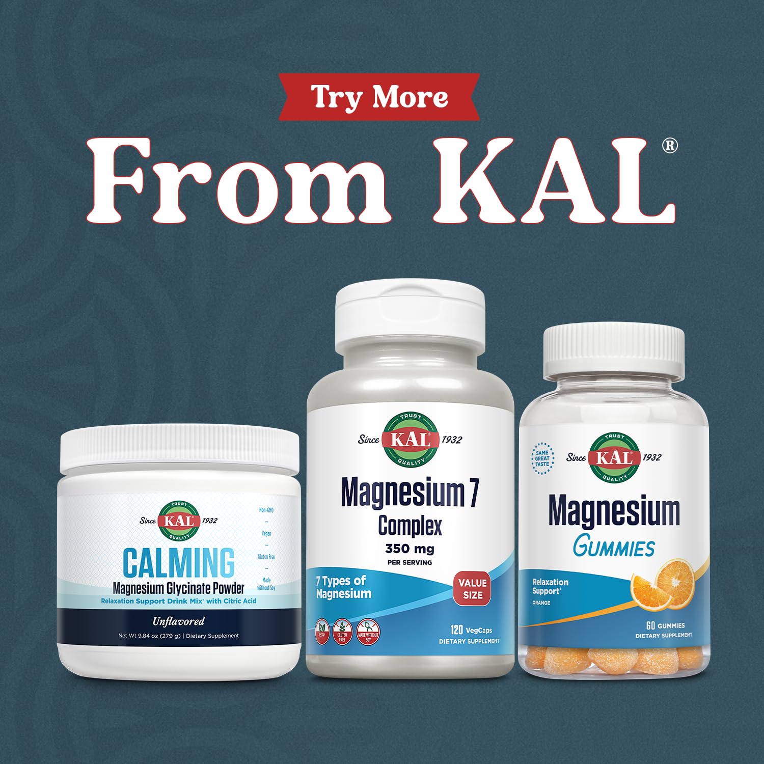 KAL Magnesium Complex 7 - Total Complex with Magnesium Glycinate, Citrate, Malate and More - Relaxation and Whole Body Support Supplements - Vegan, 60-Day Guarantee - 60 Servings - 120 VegCaps — Amazon image 6