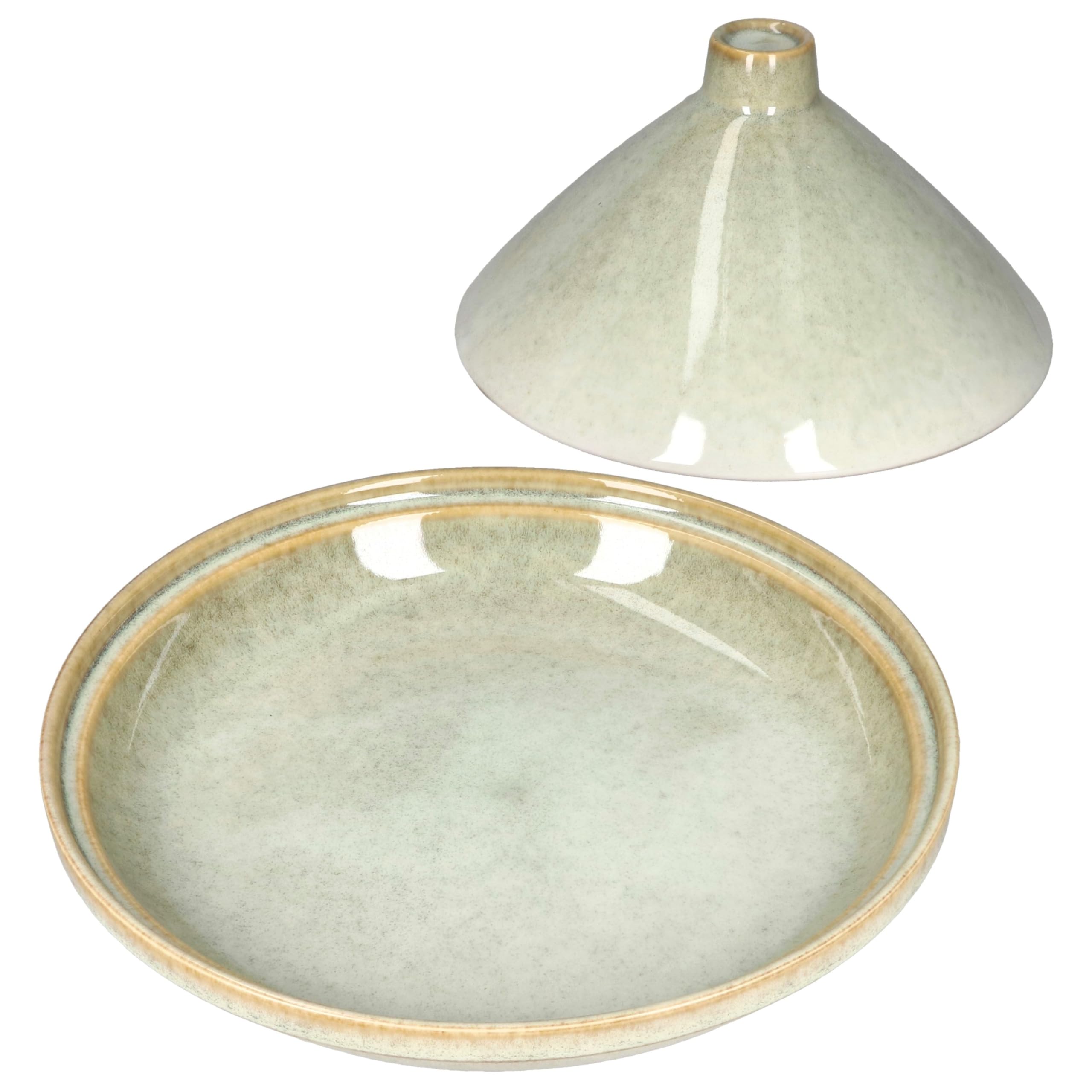 MamboCat Tajine aus Steingut hellgrün I orientalische Schmorform mit Deckel I mediterrane Servier- & Ofenform Schmorgerichte I Schale mit Deckel