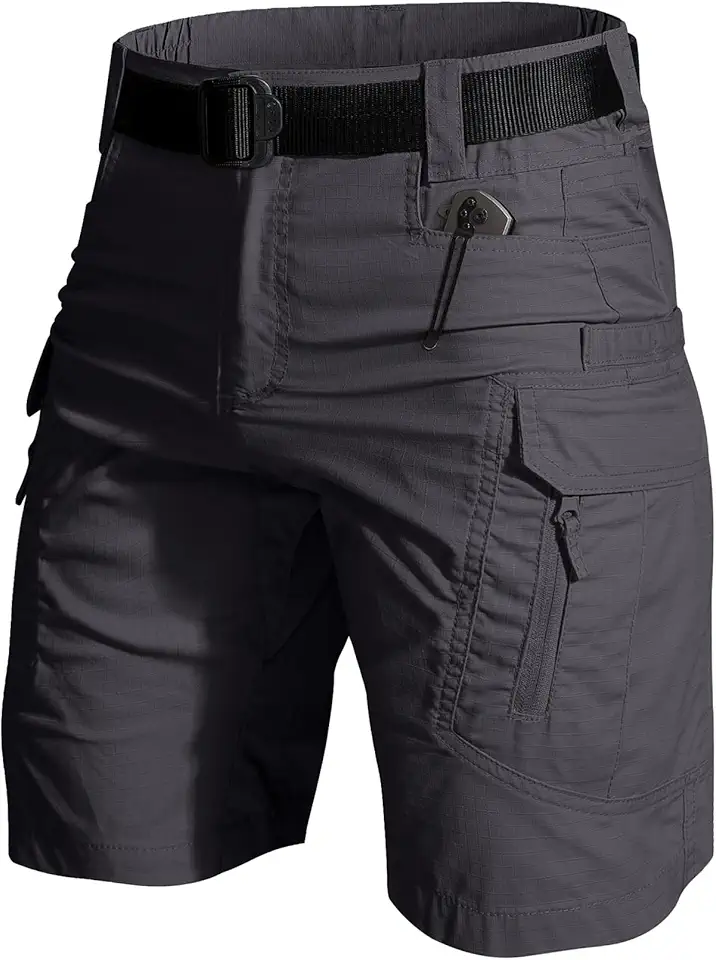 Mens Hiking Cargo Shorts, Quick Dry Tactical Shorts for Fishing Safari, Lightweight Waterproof Short(No Belt)