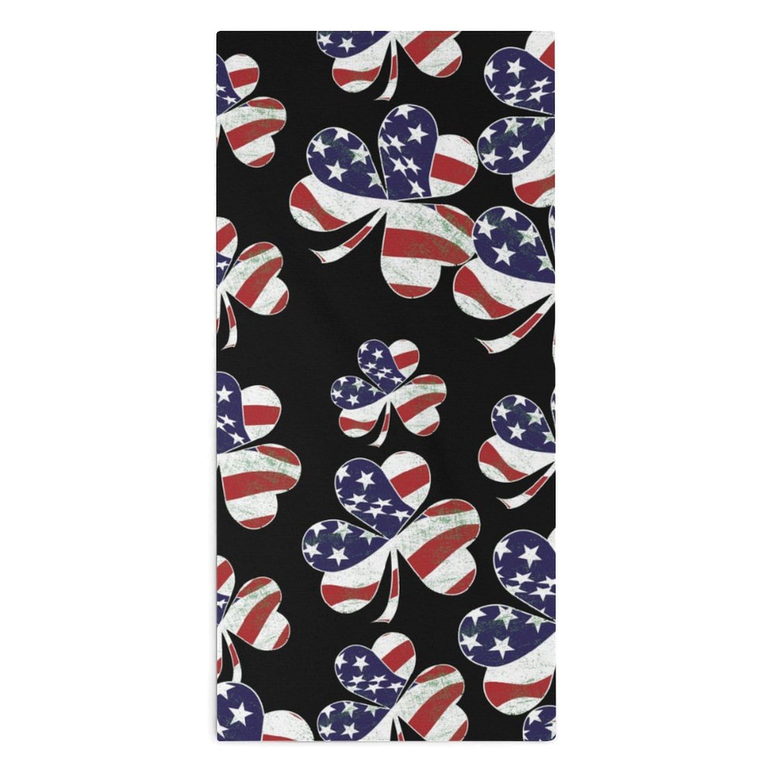 TXFBTRFSA Americans-Flag Irish Shamrock Stpatricks Day Hand Towels for Adult Face Towel Bath Beach Swim Accessories