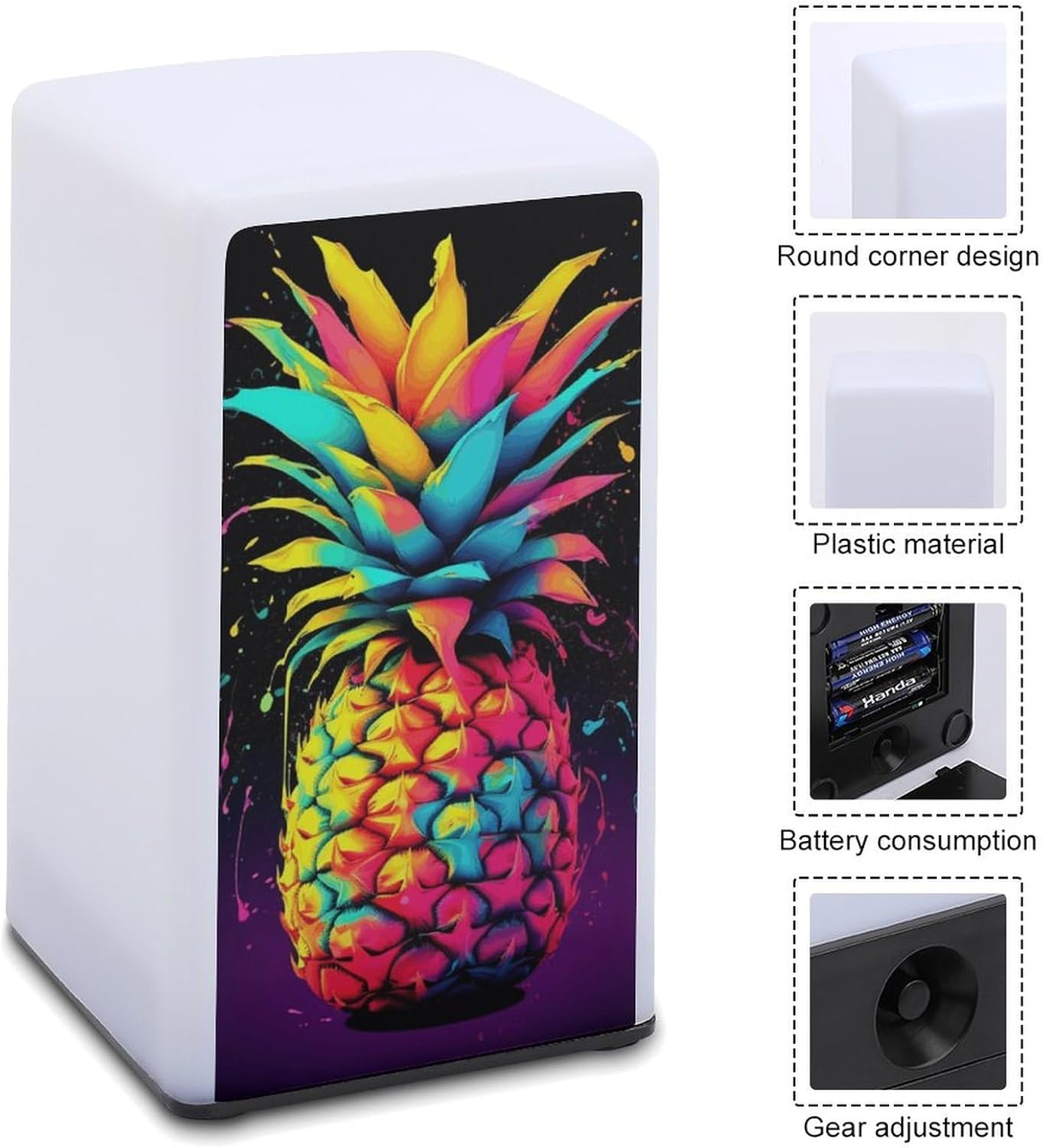 Desk Lamp for Office Home Dimmable Small Desk Lamp Colorful Pineapple Battery Operated Lamp for Reading Study Work