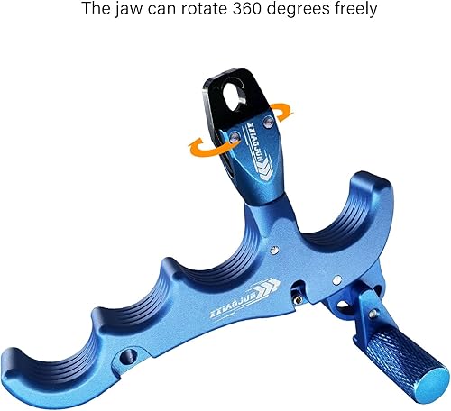 Miniatura 75 de Lanzador de ayuda de arco compuesto y cuerda de bucle D, ajustable puede girar 360° pulgar liberación arco ayuda aleación de aluminio, ayudas