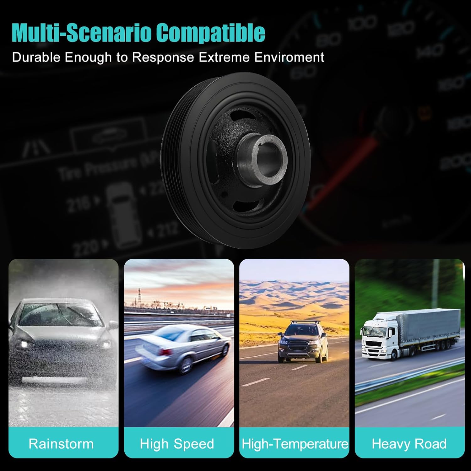 594-341 Harmonic Balancer Crankshaft Pulley For 2005-2020 Hyundai Sonata Santa Fe Sport Tucson,For Jeep Cherokee Compass,For Chrysler 200,For Dodge Avenger Caliber Dart Journey 1.8/2.0/2.4L L4