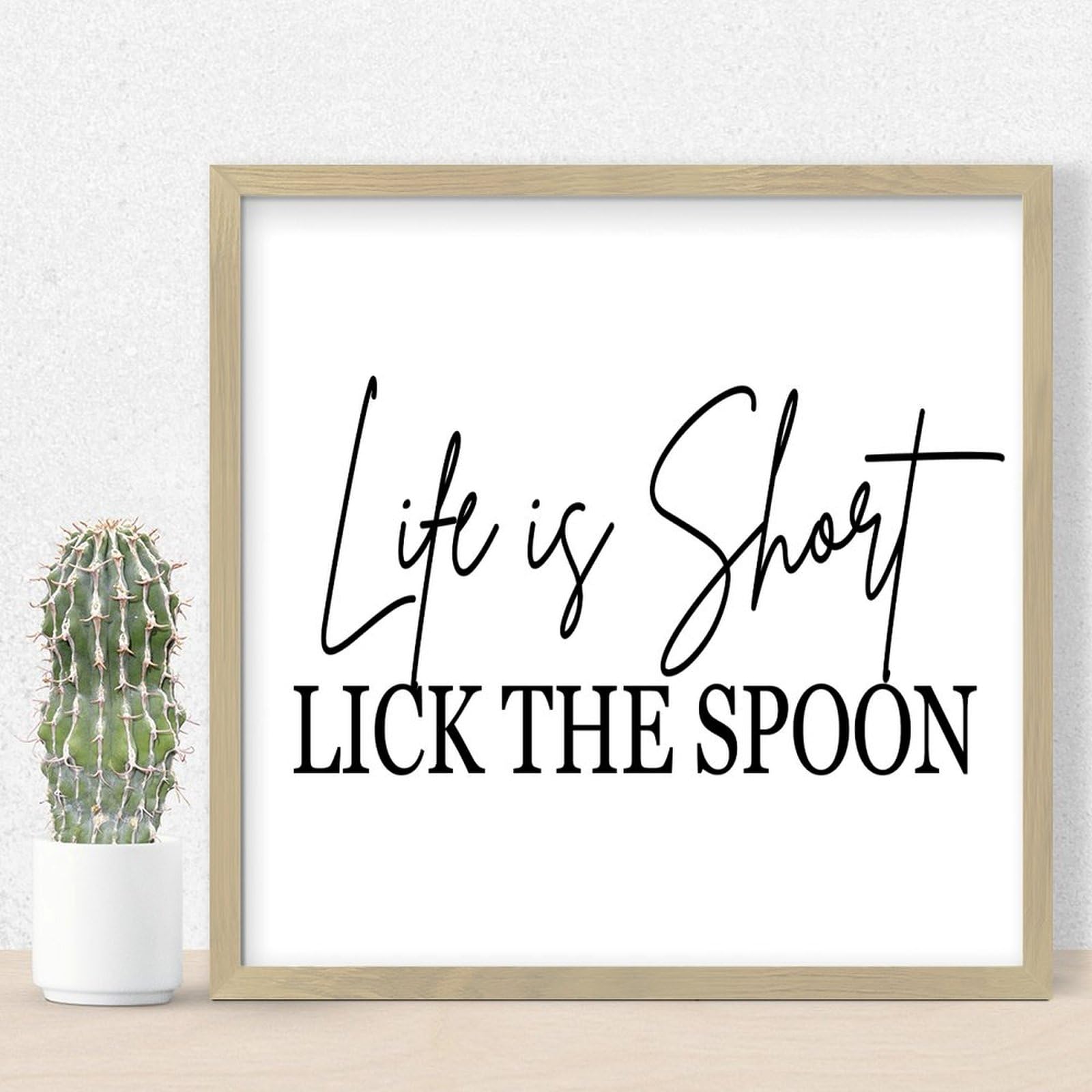 Plaque en bois Life Is Short Lick The Spoon cadre haut de gamme