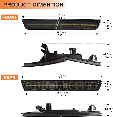 Miniatura 4 de Luces LED blancas de marcador lateral para Dodge Challenger SRT Hellcat Redeye Widebody 2018 2019 2020 2021 2022, lámpara de estacionamiento para