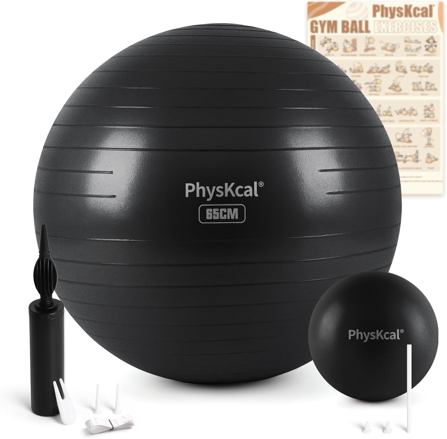 Yoga Ball for Exercise, Pilates Set, 4 Sizes Fitness Ball for Workout, Birthing, Pregnancy, Physical Therapy- Pump Included