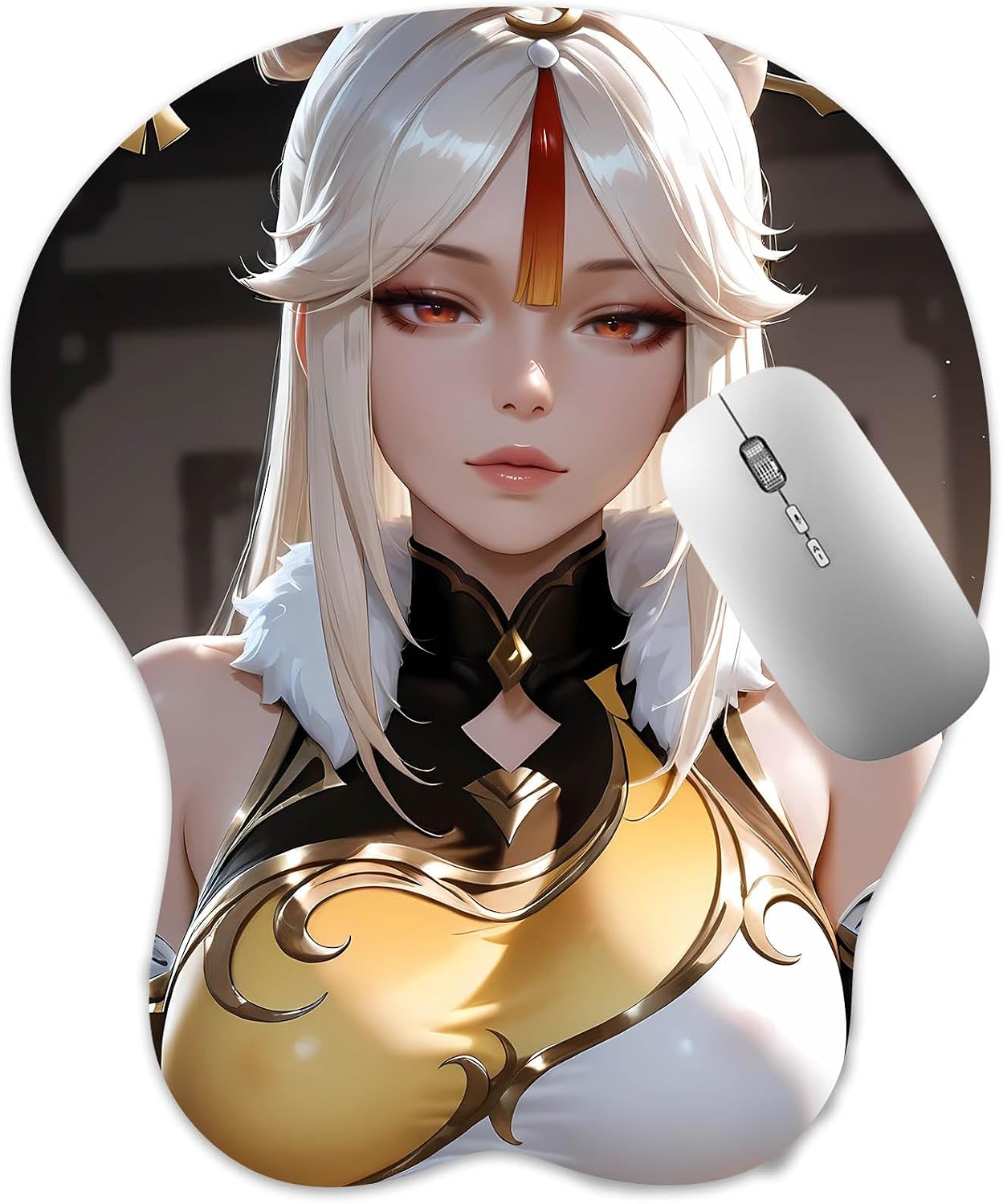 3D Mouse Pad, Oppai Mousepad with Soft Gel Wrist Rest Anime Manga Gaming Boob pad Anti-Slip Mouse Mat, Ningguan 2
