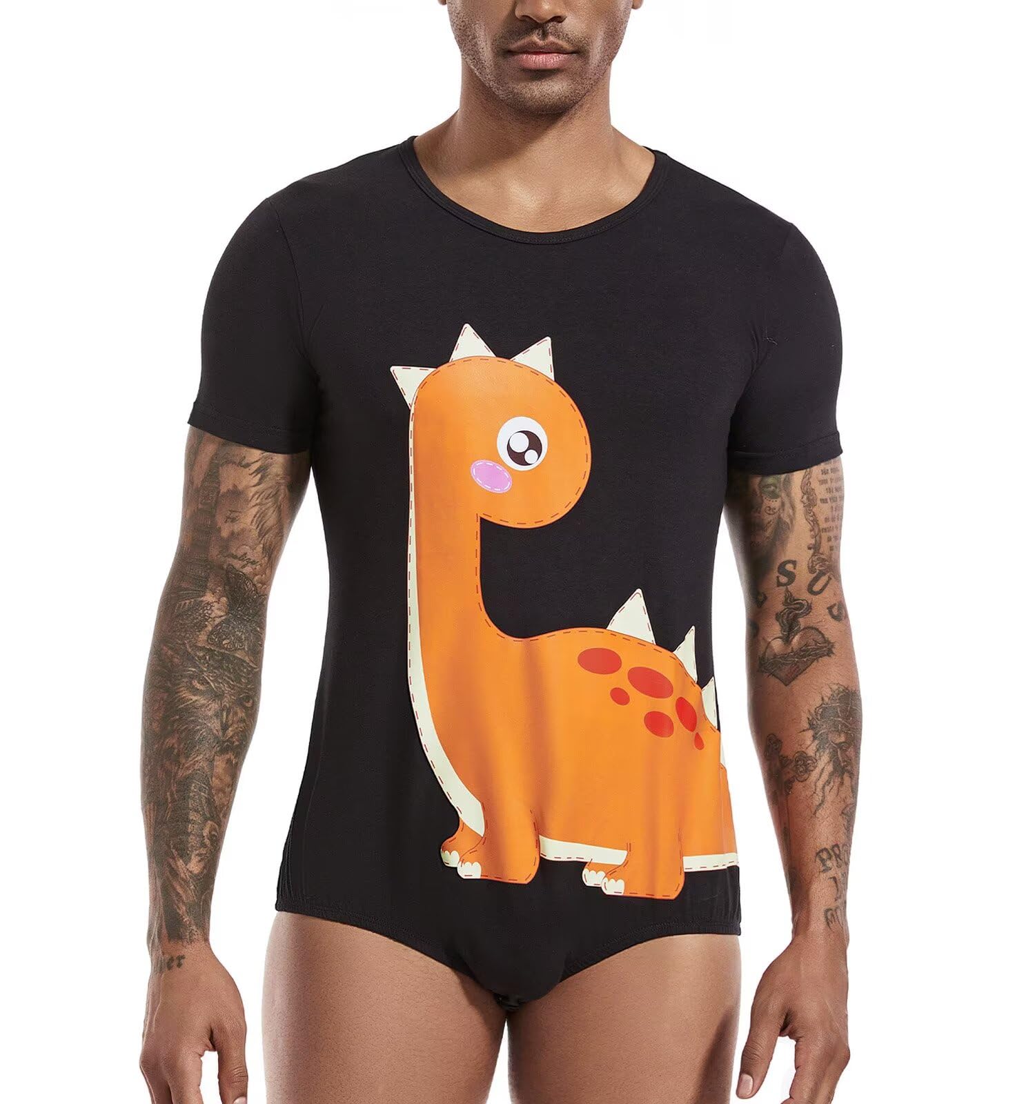 Landofgenie Onesie Pigiama Bodysuit da Uomo Corto Body Uomo Jumpsuit Romper da Uomo - Dinosaur Andy