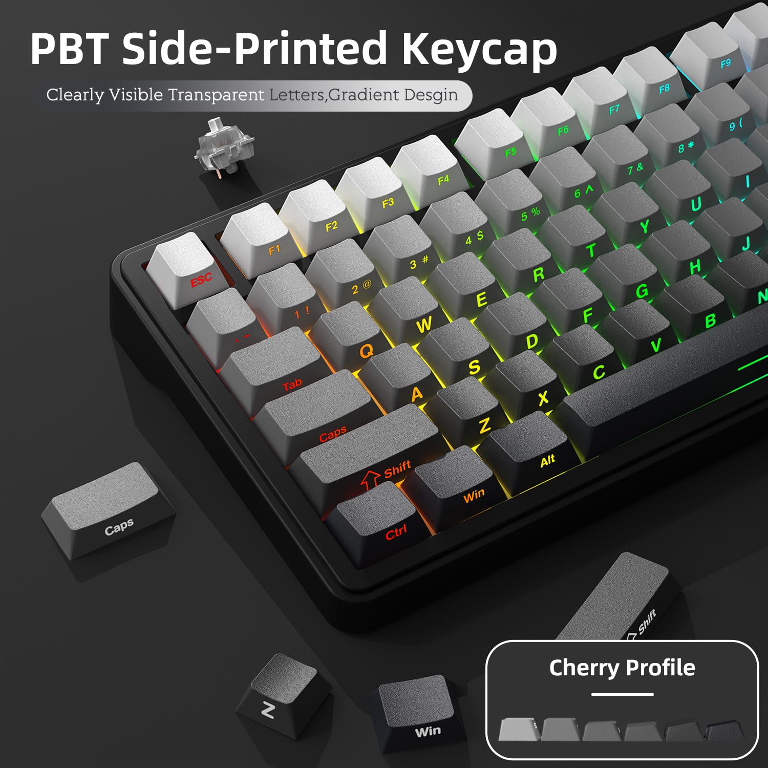 A.JAZZ x ATTACK SHARK X85 Klawiatura Mechaniczna z Uszczelką,Bezprzewodowa Klawiatura do Gier 75% z Knob,5-Layer Padding,PBT Side-Printed Keycap,BT/2.4 Ghz/USB-C,Hot-Swap Linear Switch,RGB,na PC,MAC