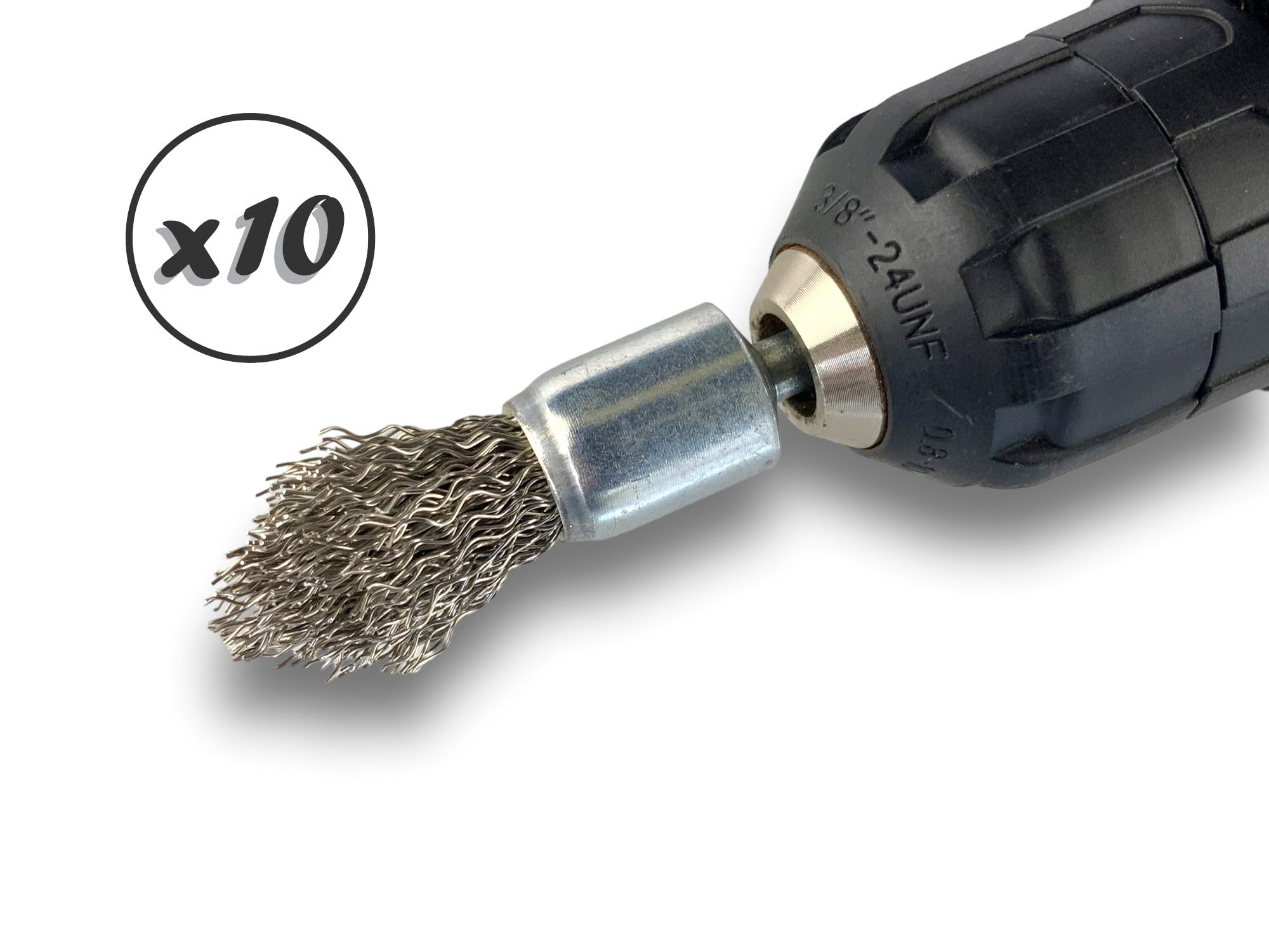 Kibros Lot 10 brosses en bout pointe fil acier dur Ø 18 mm