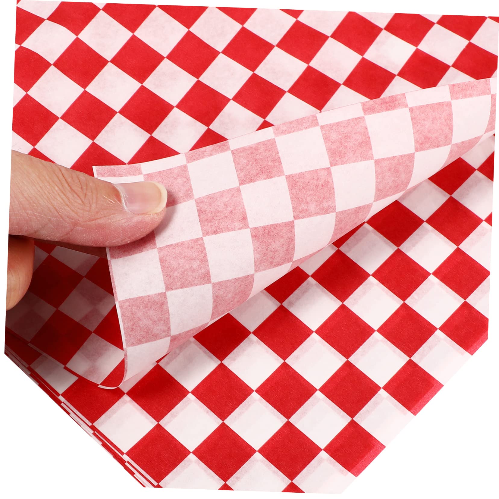 STOBAZA Paper Sheets 24pcs Checkered Baking Paper Food Grade for Packaging Sandwich Liner Red White Pattern