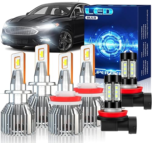 APLJZHZQ Compatible con bombillas LED Ford Fusion 2006 2007 2008 2009 2010 2011 2012 2013 2014 2015 2016 2017 2018 bombillas LED H7 de haz alto H11