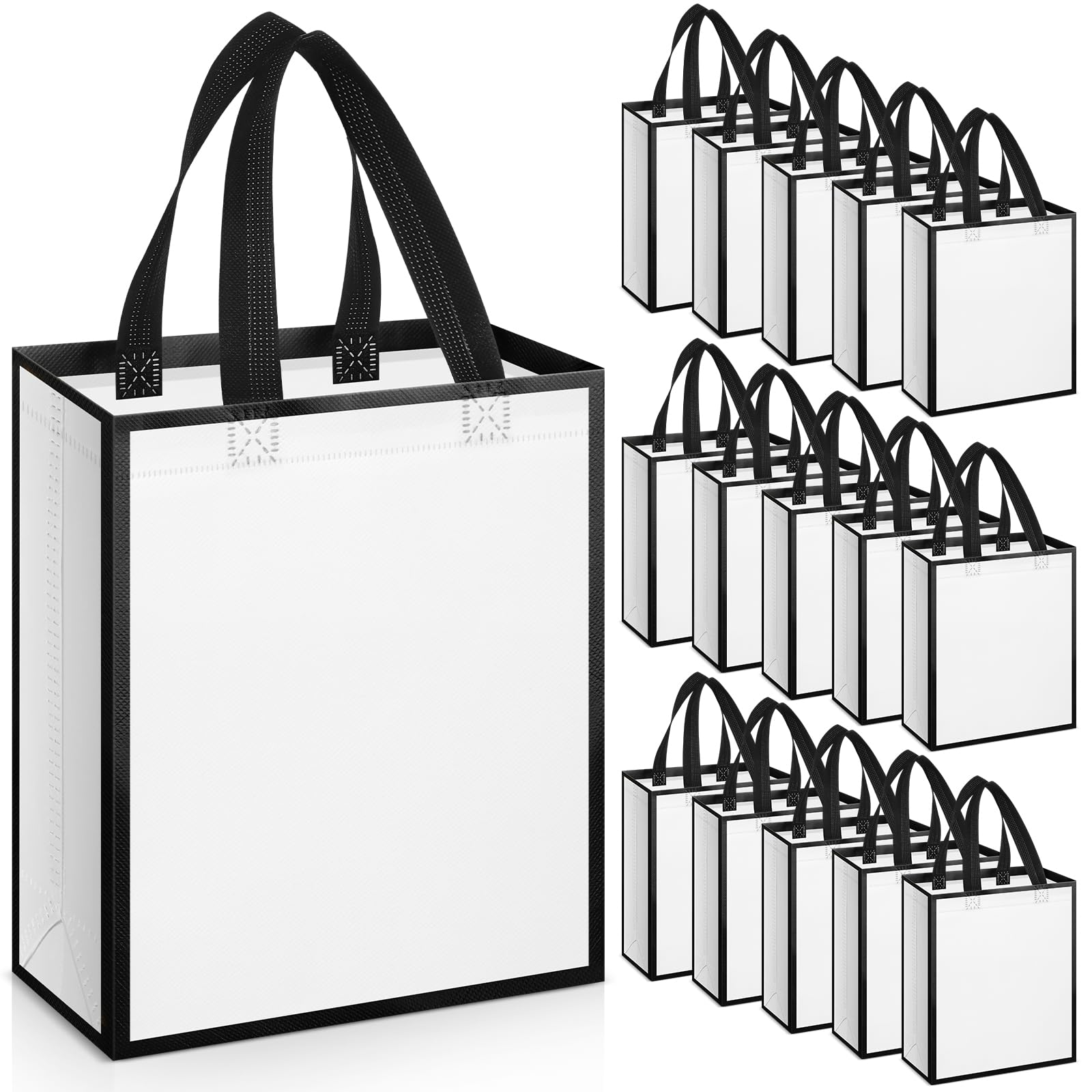 Sweetude 16 Pcs Reusable Gift Bags with Handles Non Woven Reusable Goodie Gift Tote Bags for Wedding Shopping Retail Birthday Holiday Graduation