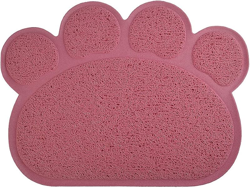 Tapete para Caixa de Areia de Gatos em Formato de Patinha DM, PVC, Oldrose, 40,01 x 29,99 cm