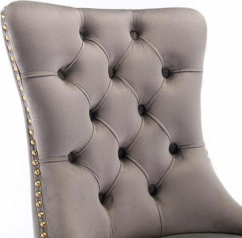 Miniatura 42 de Juego de 2 sillas de comedor vintage de terciopelo con respaldo alto, sillas Parson vintage para sala de estar, comedor (blanco PU + negro) Pu