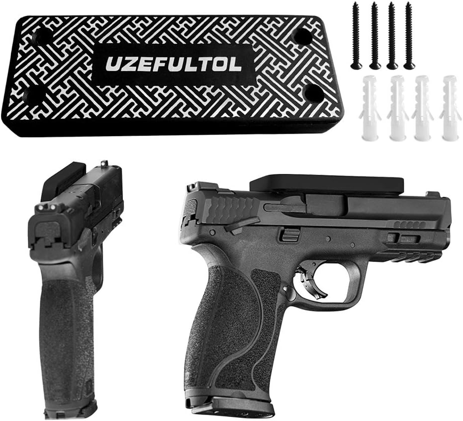 Gun Magnet Mount | 35LBs Rated | Rubber Coated Magnetic Gun Holder Truck Car Holster Concealed for Handgun Rifle Pistol Revolver Magazine in Vehicle, Wall, Bed,Bedside, Desk
