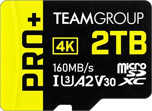 TEAMGROUP Tarjeta A2 Pro Plus de 2 TB Micro SDXC UHS-I U3 A2 V30, RW hasta 160110 MBs para Nintendo-Switch, Steam Deck, dispositivos de juegos,