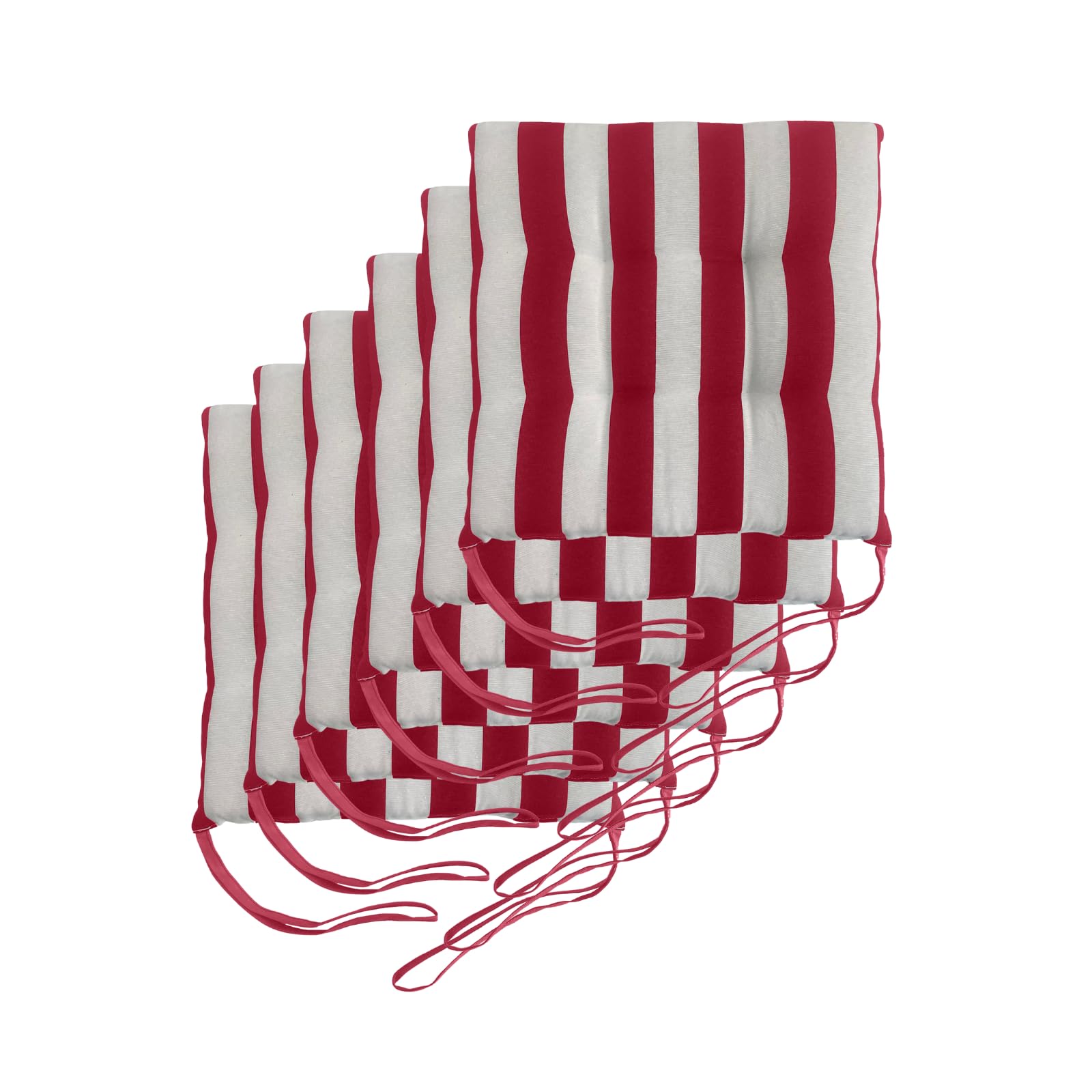 Zestaw 6 poduszek na krzesła ogrodowe, wyprodukowane we Włoszech, poduszki, pokrowce na krzesła kuchenne 40 x 40 cm, miękkie akrylowe (białe i bordowe)