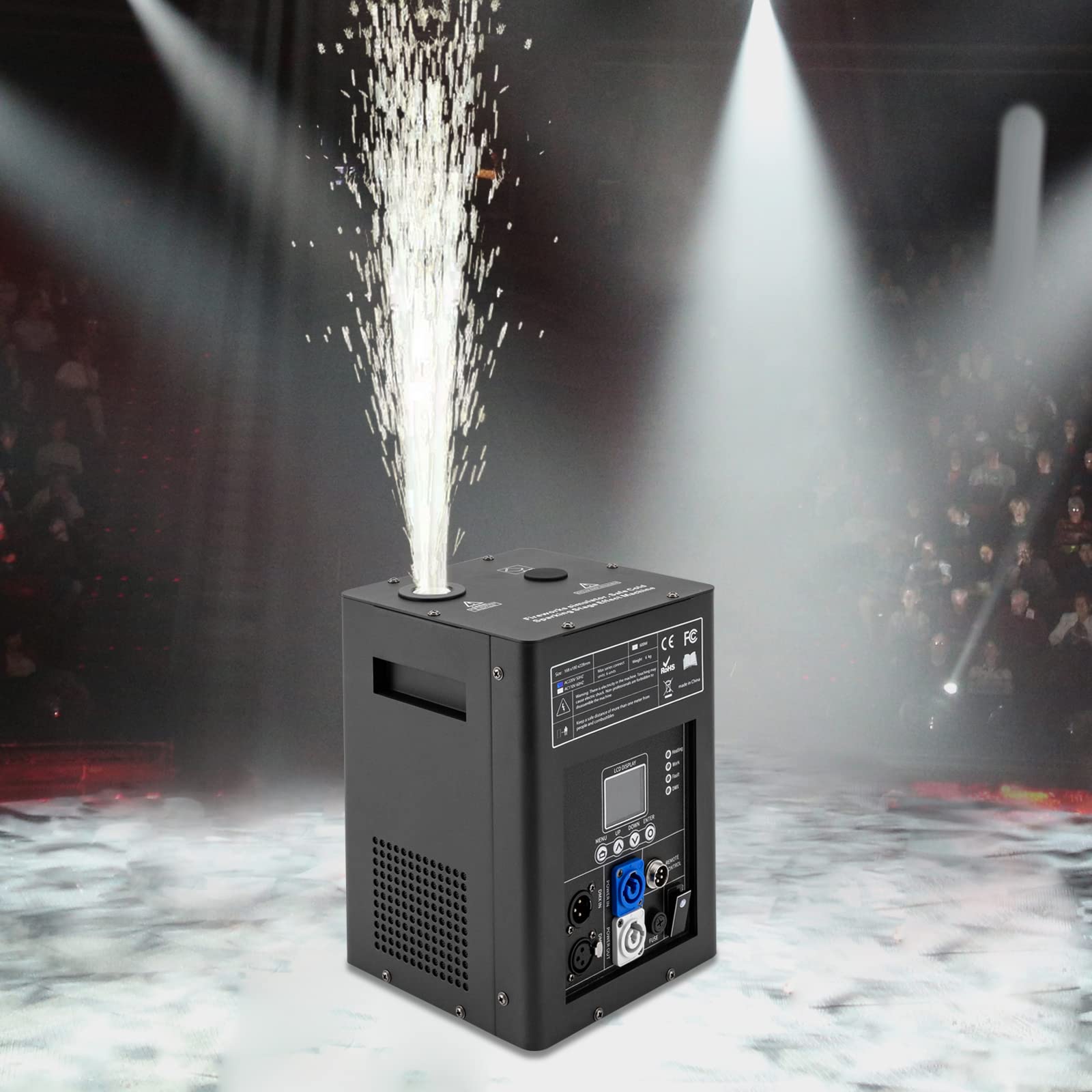 Pyrotechnikmaschinen 600W Bühneneffekt Feuerwerk Maschine DMX/Fernbedienung/LCD Spezialeffekt Feuerwerksmaschine für Partys, Bühnendekorationen, Hochzeiten