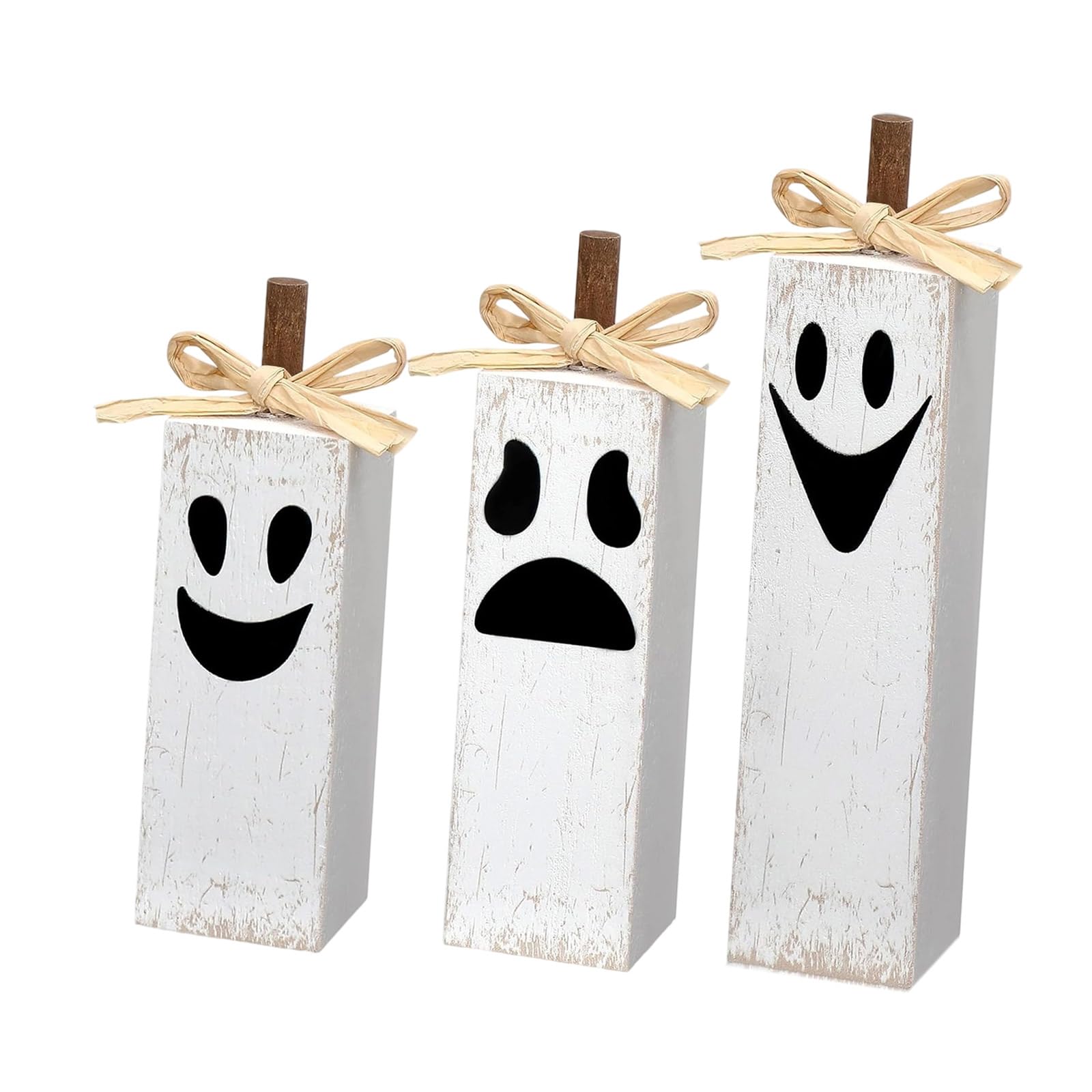 Qusinfc User Friendly Wooden Block Signs Halloween Specters Theme Tabletop Centerpieces for Indoor Holiday Table Centerpieces Halloween Wooden Decorations