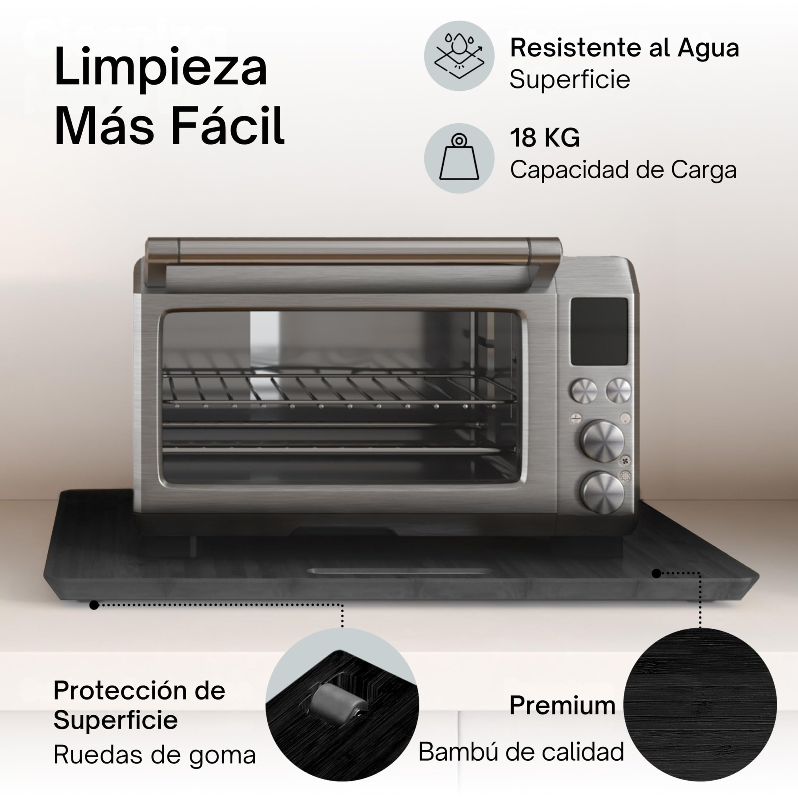 Ibyx Stylish Sliding Tray for Your Coffee Maker and Kitchen Appliances Heavy Duty Sliding Easily From Under Cabinet Countertop Rolling Tray with 13 x Wheels - 4
