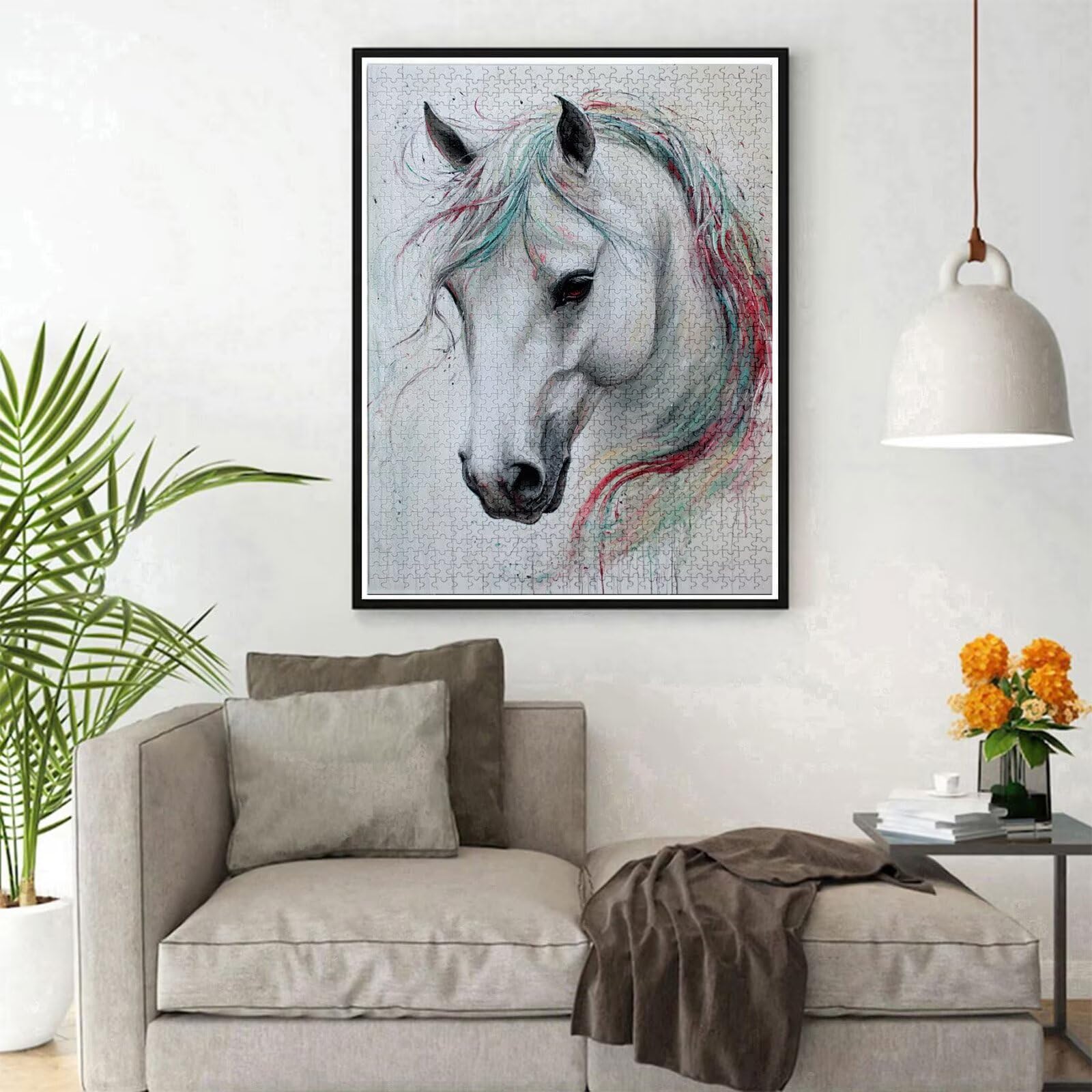 Puzzle z koniem, 5000 elementów, drewniane puzzle dla dorosłych, wielokolorowe, drewniane puzzle, klasyczne puzzle, zwierzę, drewniana jigsaw dla dorosłych i dzieci w wieku 14 lat, prezenty do domu
