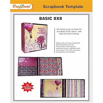 DIY Photo Album Scrapbook Kit for Girls - Contains Precut Base for Making 1 Album of Basic (Kraft Color) 8X8 Inches - Craft Paper Scrapbook Album Kit for Adults
