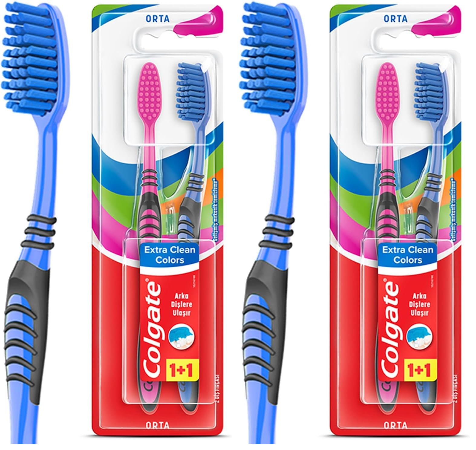 Colgate Extra Clean Colors 1+1 Diş Fırçası 2li paket