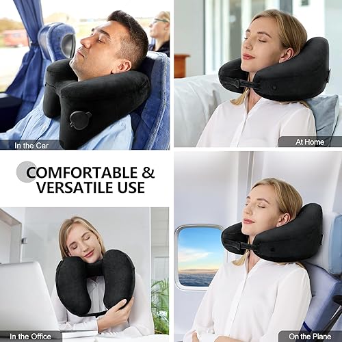 Miniatura 2 de Almohada de cuello para viajes almohada inflable de avión que soporta cómodamente la cabeza el cuello y la barbilla almohada de viaje inflable con