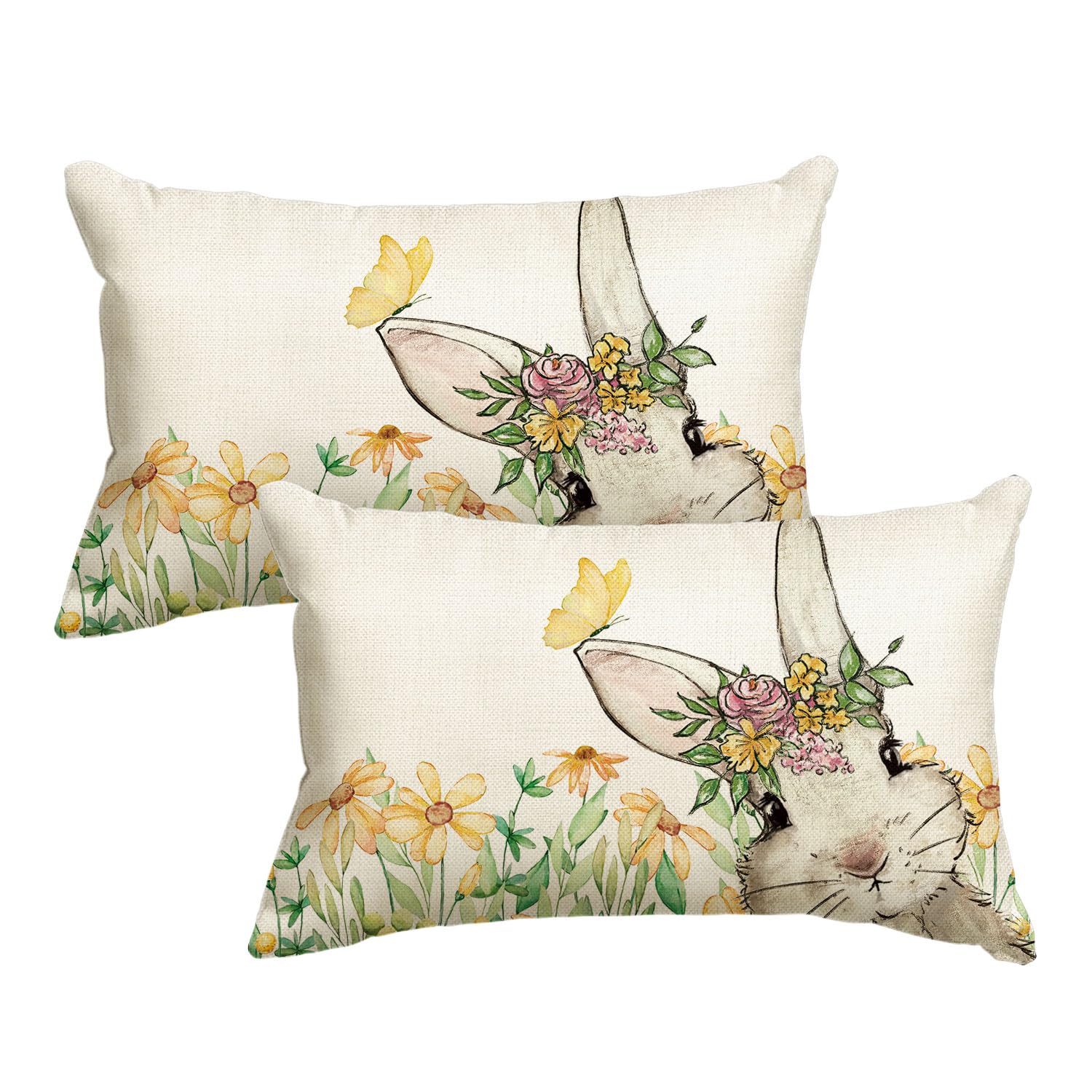 Housse de coussin de Pâques jaune 30x50 cm pour salon et canapé