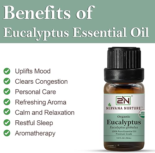 Miniatura 3 de Aceite esencial de eucalipto Nirvana Nurture 100% puro de grado terapéutico premium, sin diluir - Difusor de aromaterapia para calma y relajación