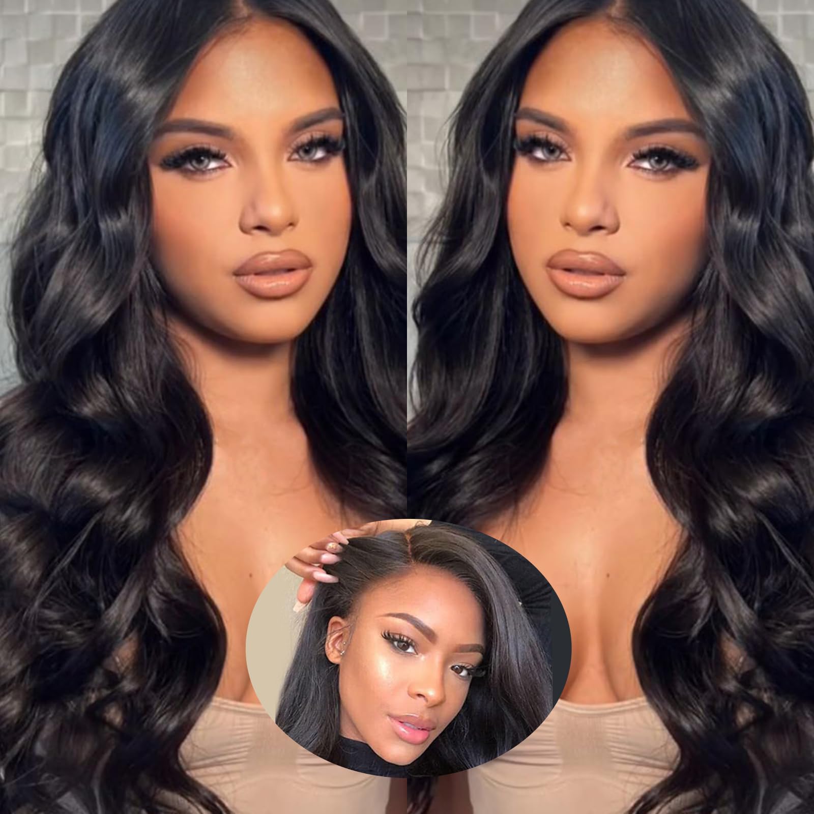 Glueless 5x5 Lace Front Wig Human Hair Body Wave 24 Inch 180% Density Amazon.com : bunGiol 5x5 Glueless Wigs Human Hair Pre  main image 2