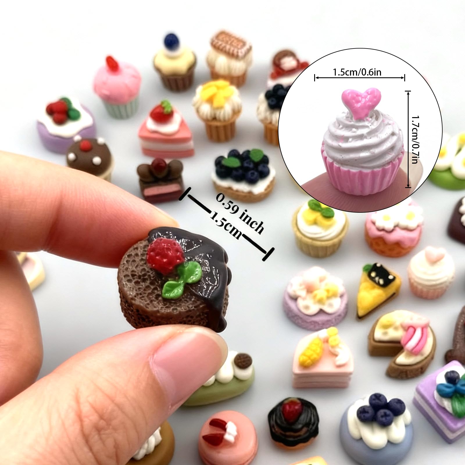 50 sztuk miniaturowych akcesoriów do domku dla lalek, w tym żywica, ciasto, chleb, lody, pączki, mini zestaw do jedzenia, 1/12 miniaturowych artykułów spożywczych, akcesoria kuchenne na