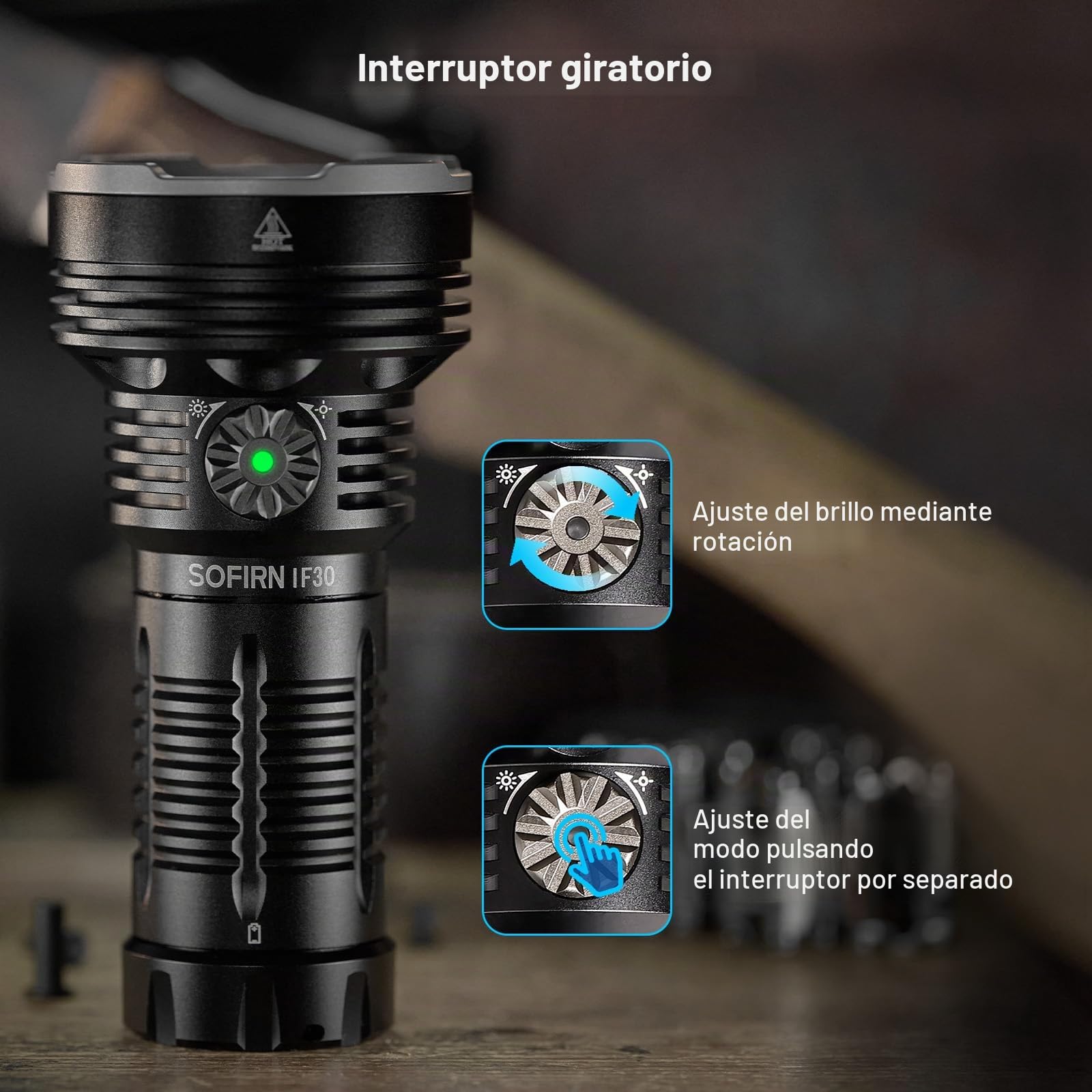 Sofirn IF30 Linterna LED extremadamente brillante, USB C, 12000 lúmenes, recargable, linterna LED multifunción, con 3 modos de luz, para camping, senderismo, emergencias